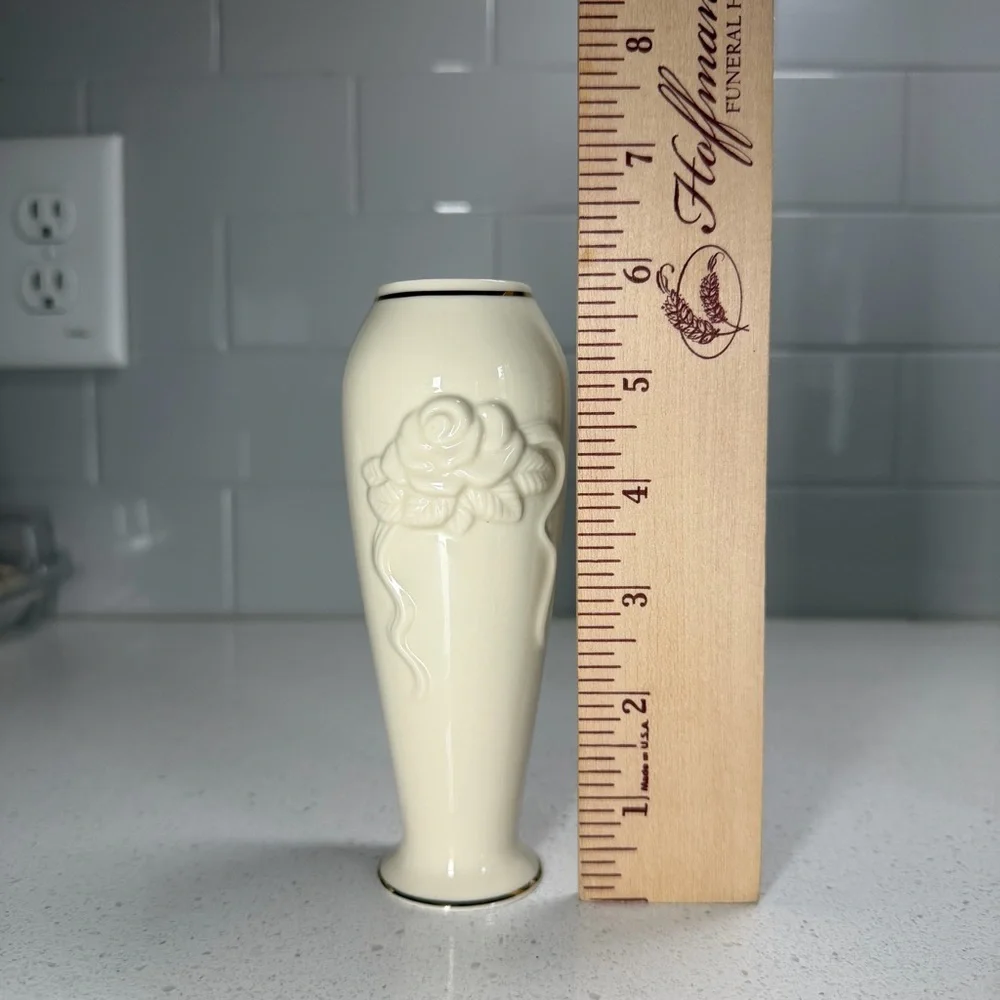 Lenox Rose Blossom Bud Vase Ivory 24k Gold Trim 6” Small